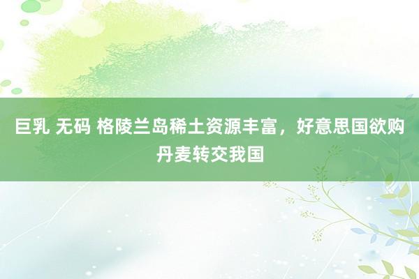 巨乳 无码 格陵兰岛稀土资源丰富，好意思国欲购丹麦转交我国
