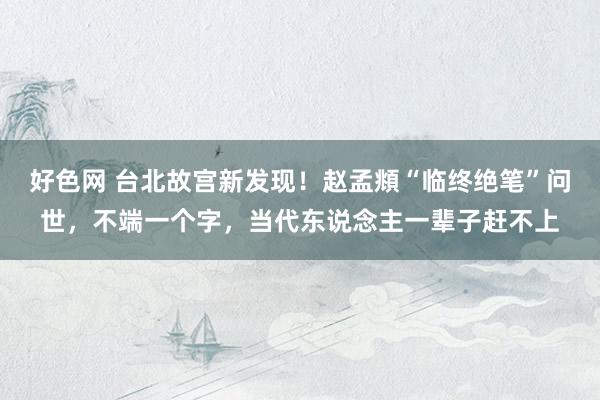 好色网 台北故宫新发现！赵孟頫“临终绝笔”问世，不端一个字，当代东说念主一辈子赶不上