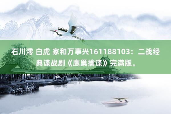 石川澪 白虎 家和万事兴161188103：二战经典谍战剧《鹰巢擒谍》完满版。